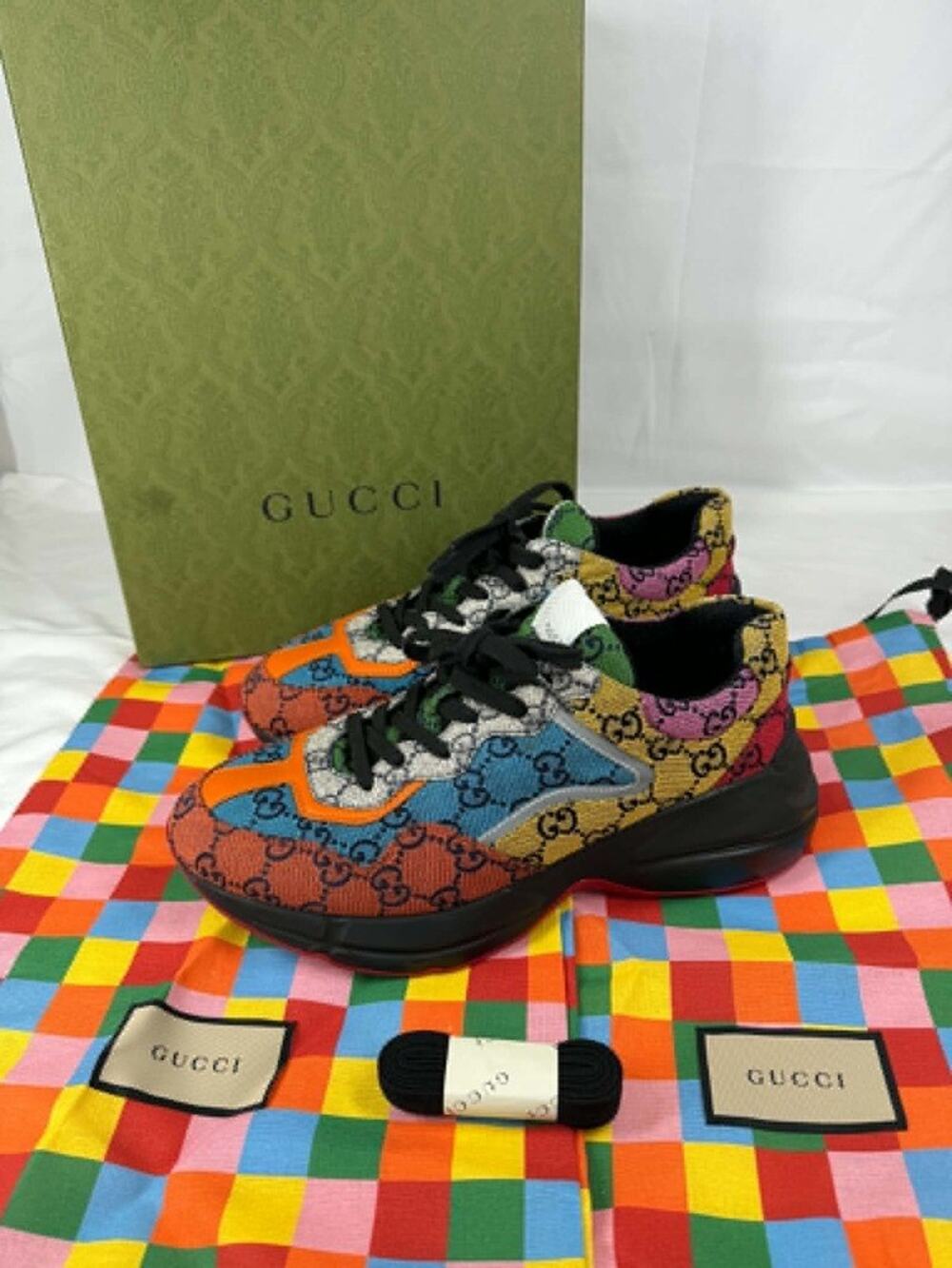 Gucci Rhyton GG Supreme Multicolor Sneakers US Size 8.5 SPB-TS 340691